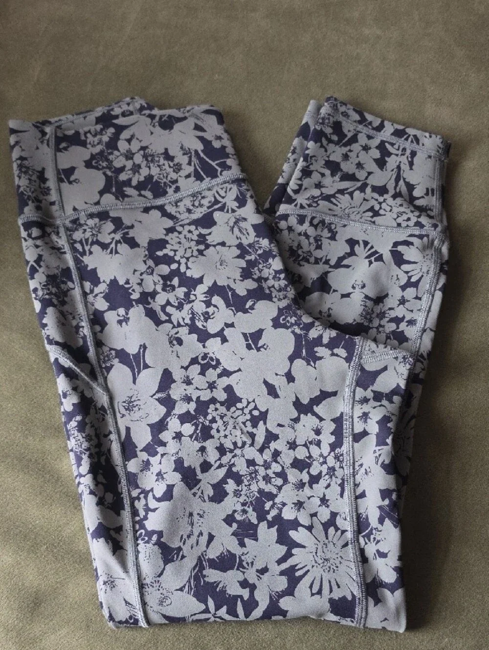 lululemon athletica Light Green And Black Floral High-Rise Leggings